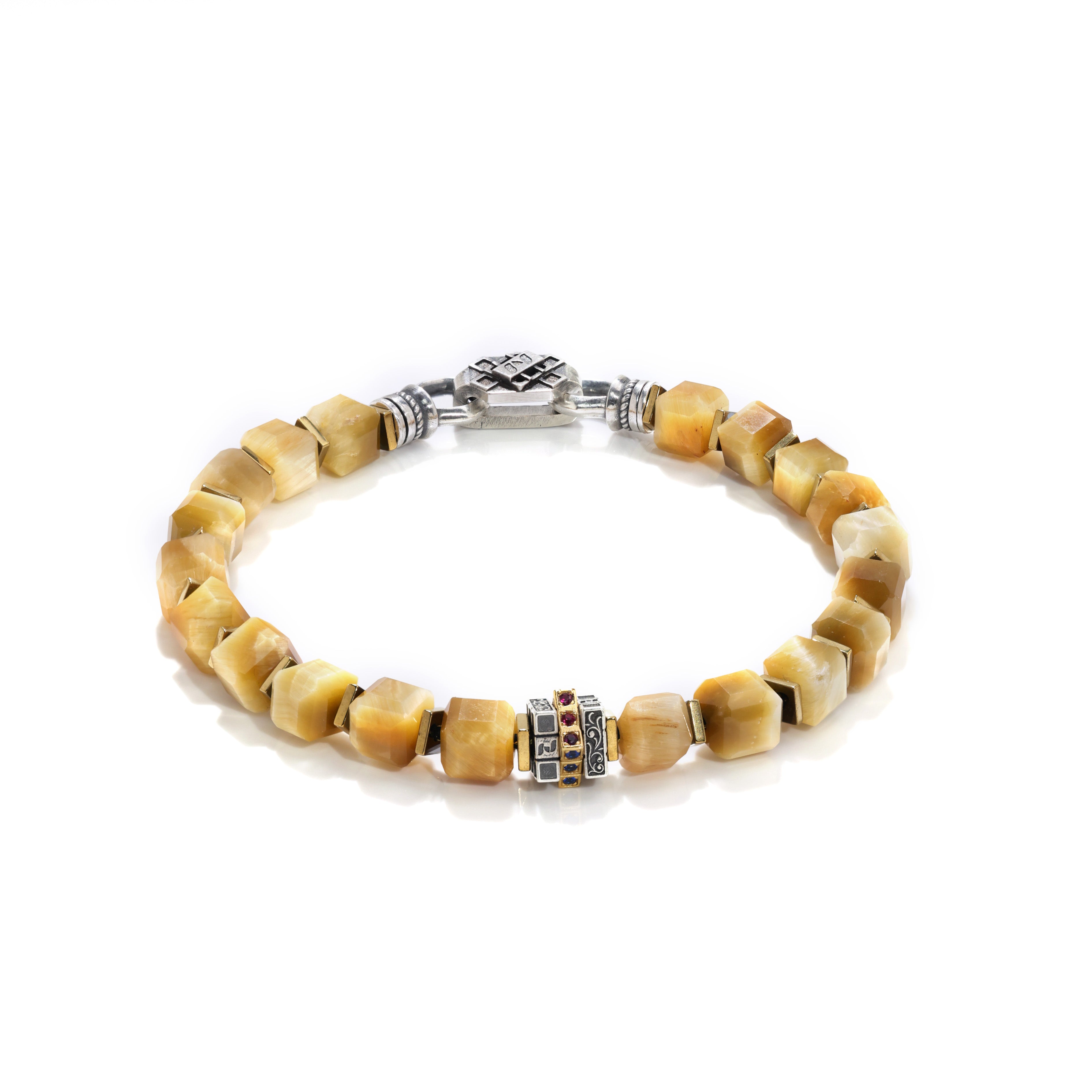 Engraved Totem Artisan Tiger Eye Bracelet