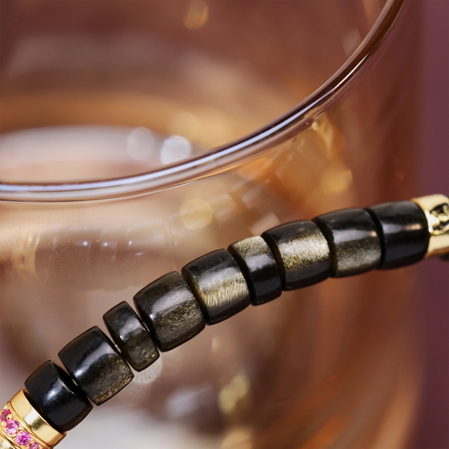 Bracelet en obsidienne dorée