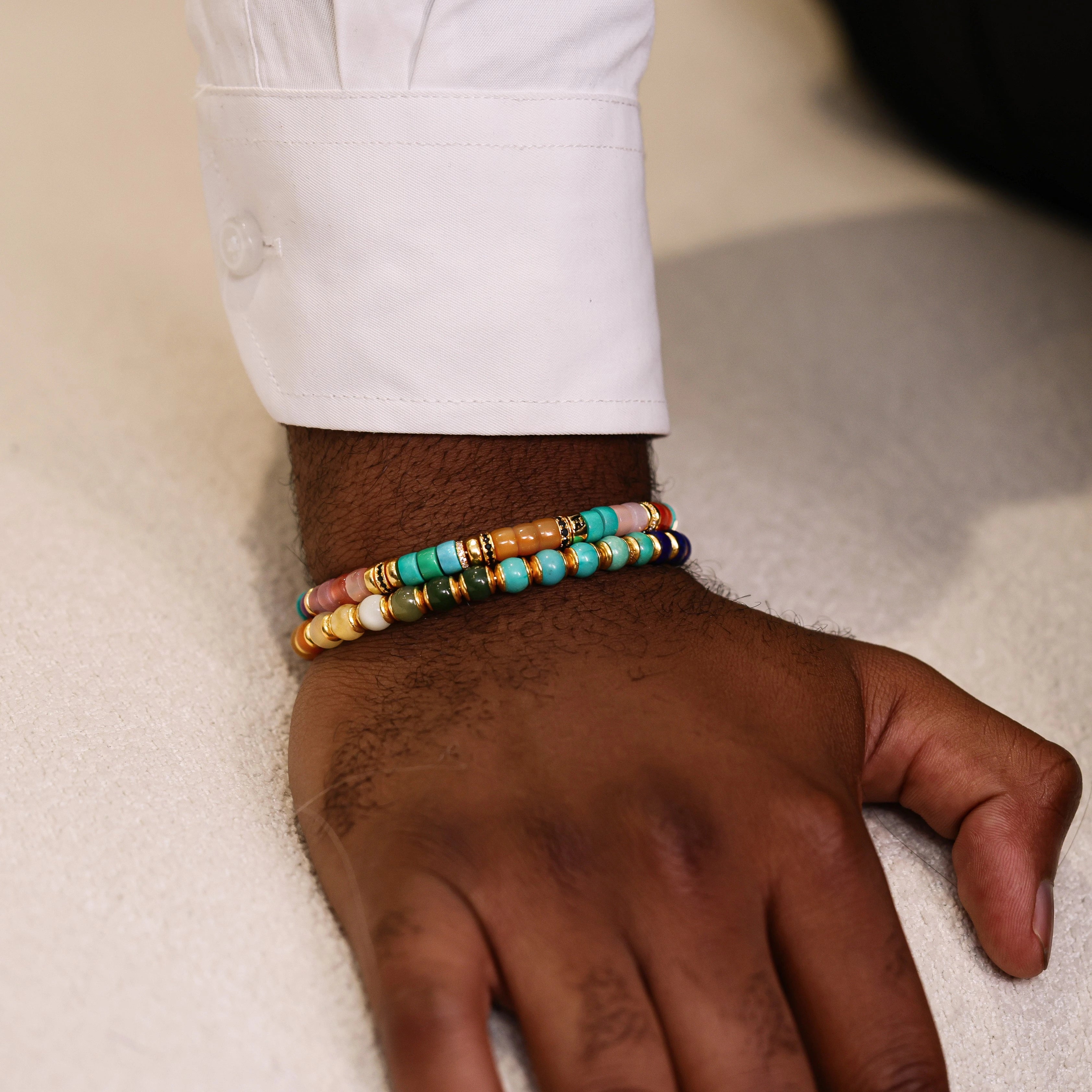 Rainbow Gemstone Bracelet - 18k Gold Vermeil Beaded Bracelet