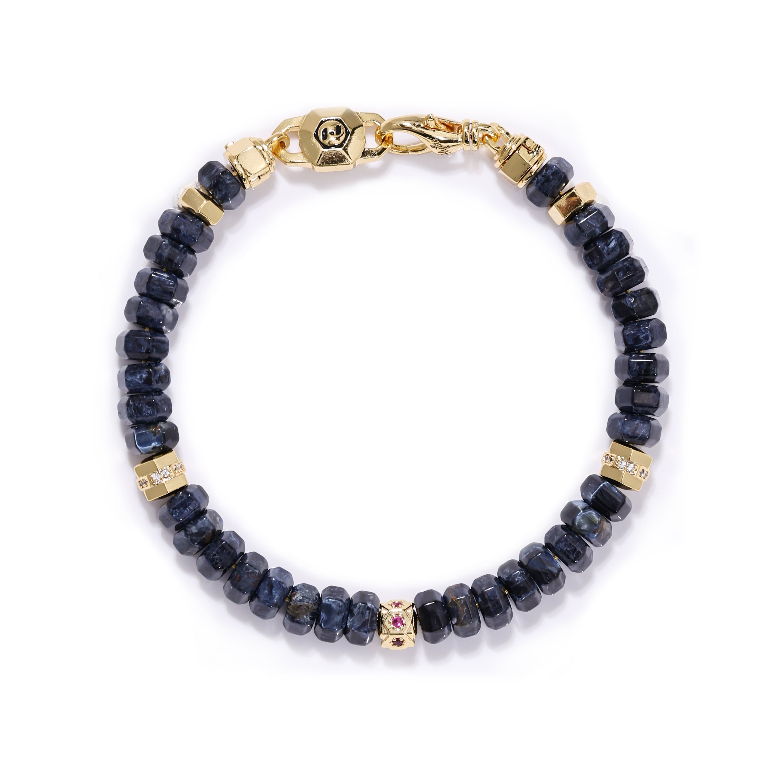 Natural Blue Pietersite 18K Gold Vermeil Statement Bracelet