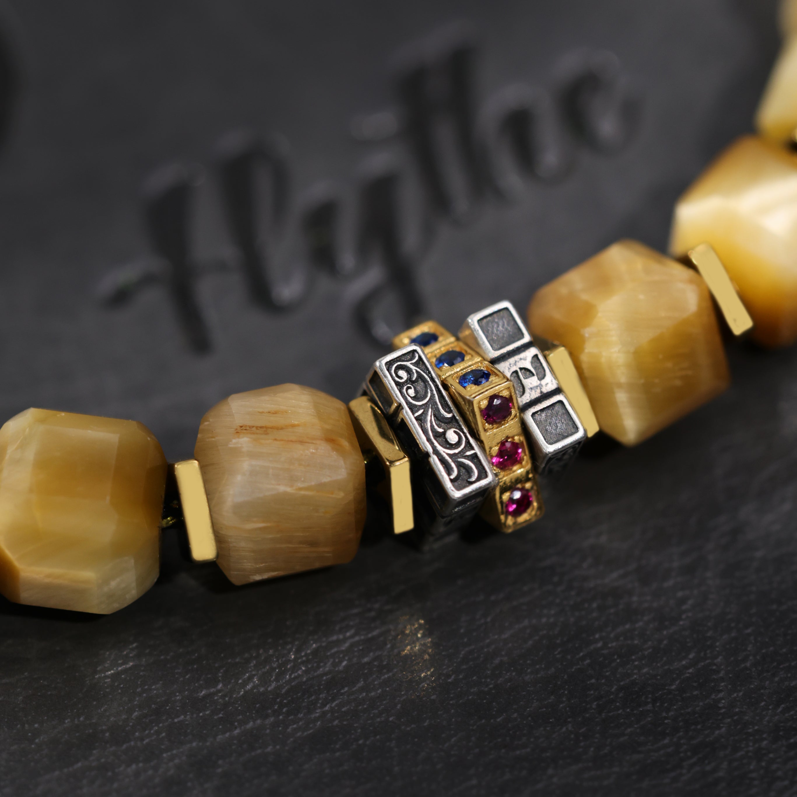 Engraved Totem Artisan Tiger Eye Bracelet