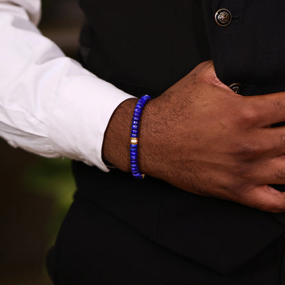 Bracelet de perles en Lapis Lazuli naturel coupé droit 