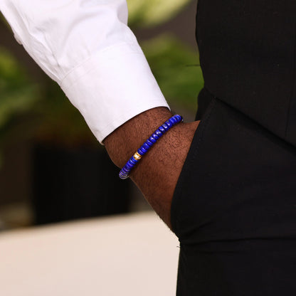 Bracelet de perles en Lapis Lazuli naturel coupé droit 