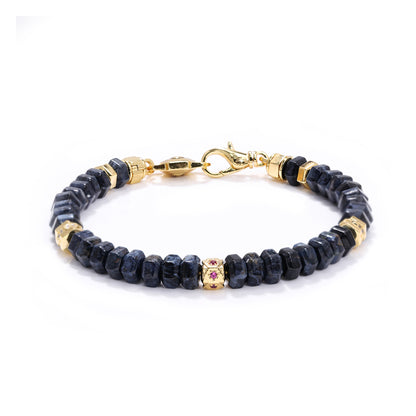 Natural Blue Pietersite 18K Gold Vermeil Statement Bracelet