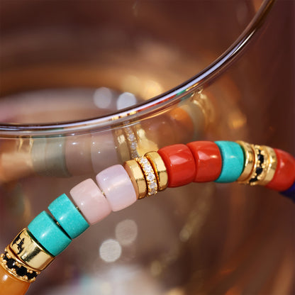 Rainbow Gemstone Bracelet - 18k Gold Vermeil Beaded Bracelet