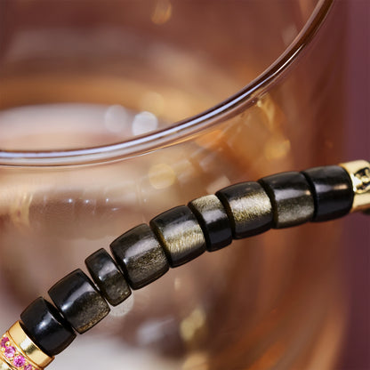 Bracelet en obsidienne dorée