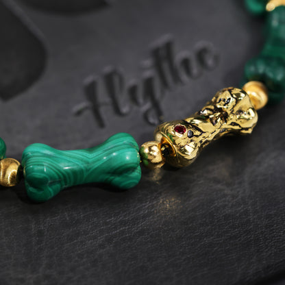 Carved Malachite Bone Bracelet