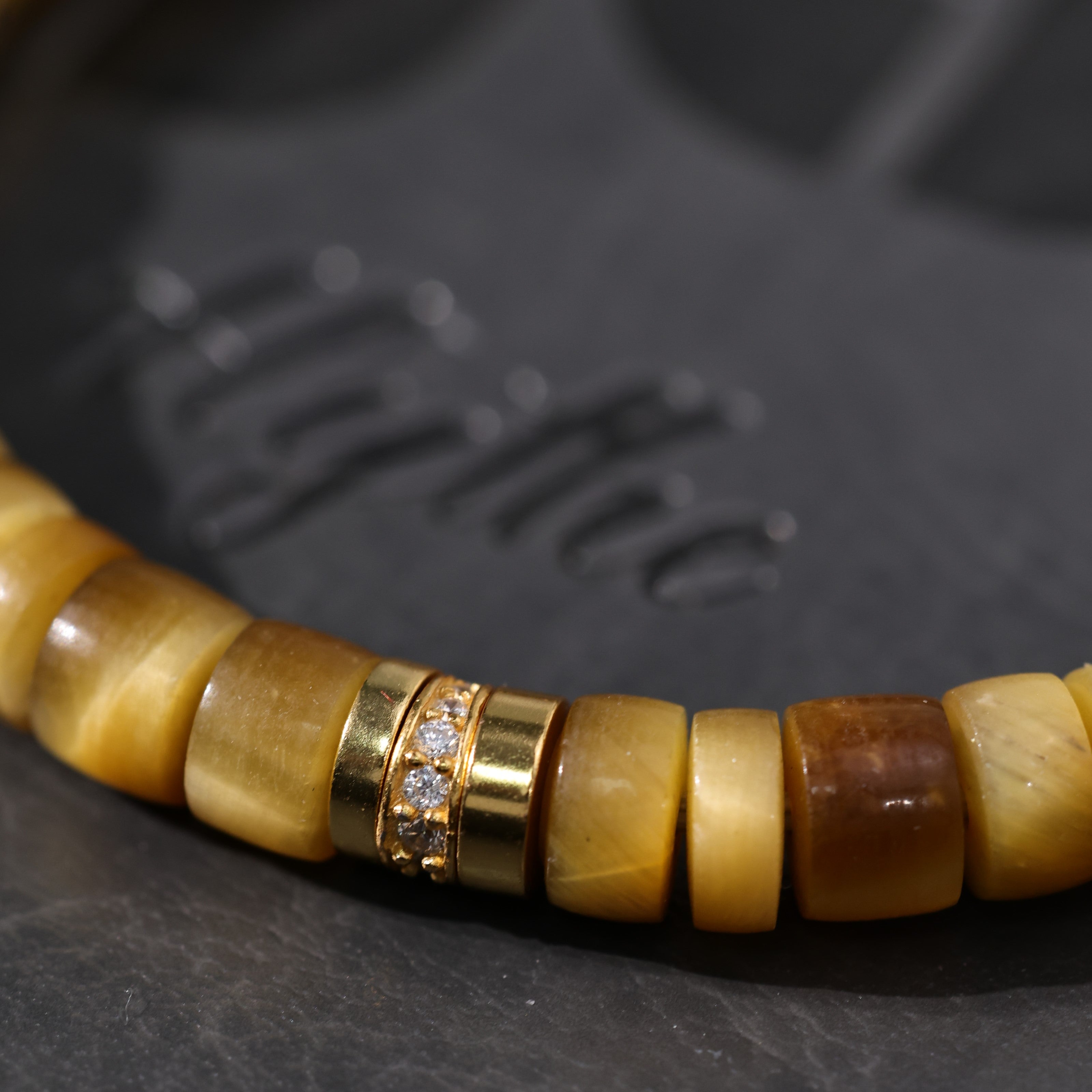 Mens Gold Vermeil Tiger Eye Bracelet