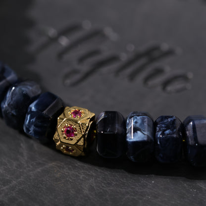 Natural Blue Pietersite 18K Gold Vermeil Statement Bracelet