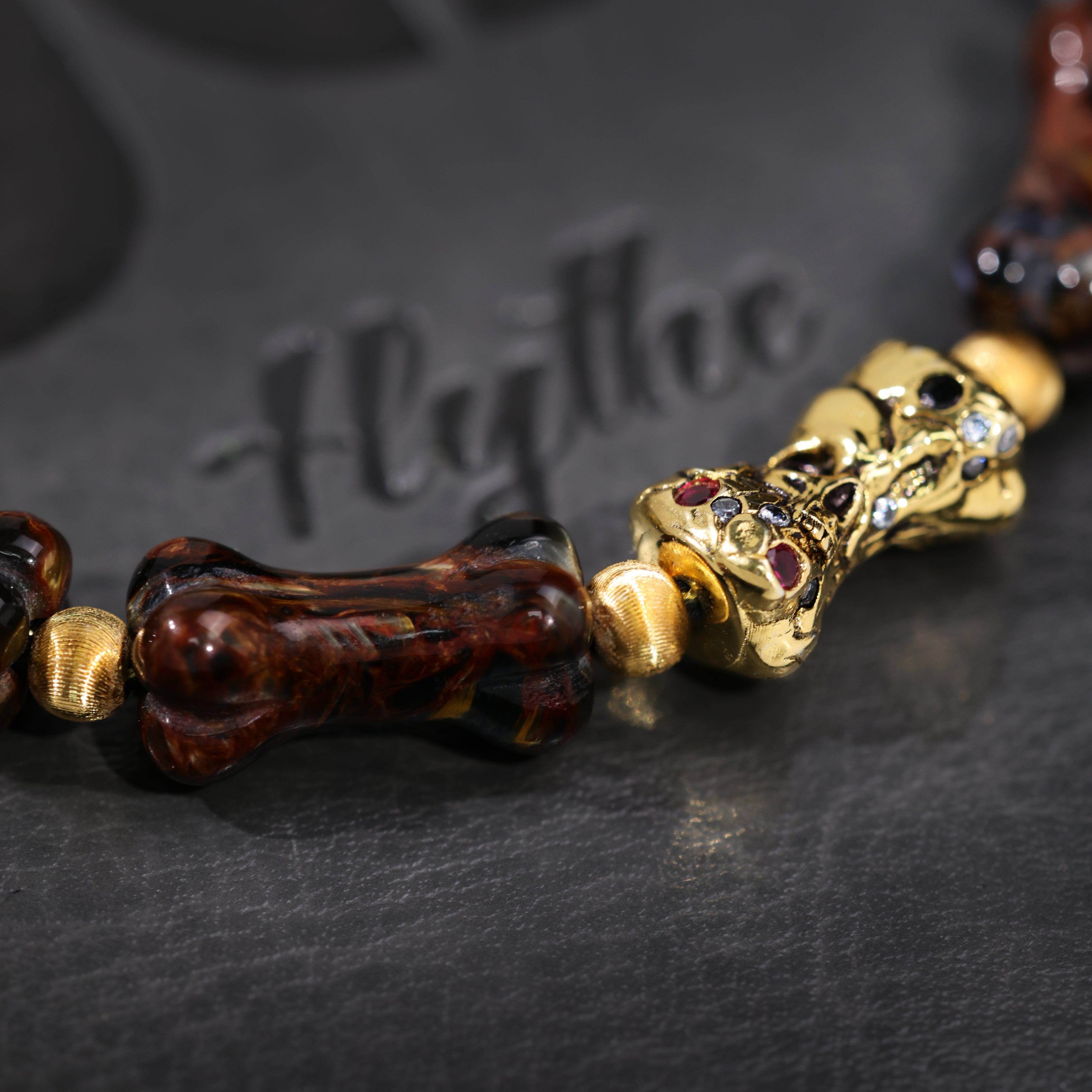 Artisan Hand-Carved Pietersite Bone Bracelet