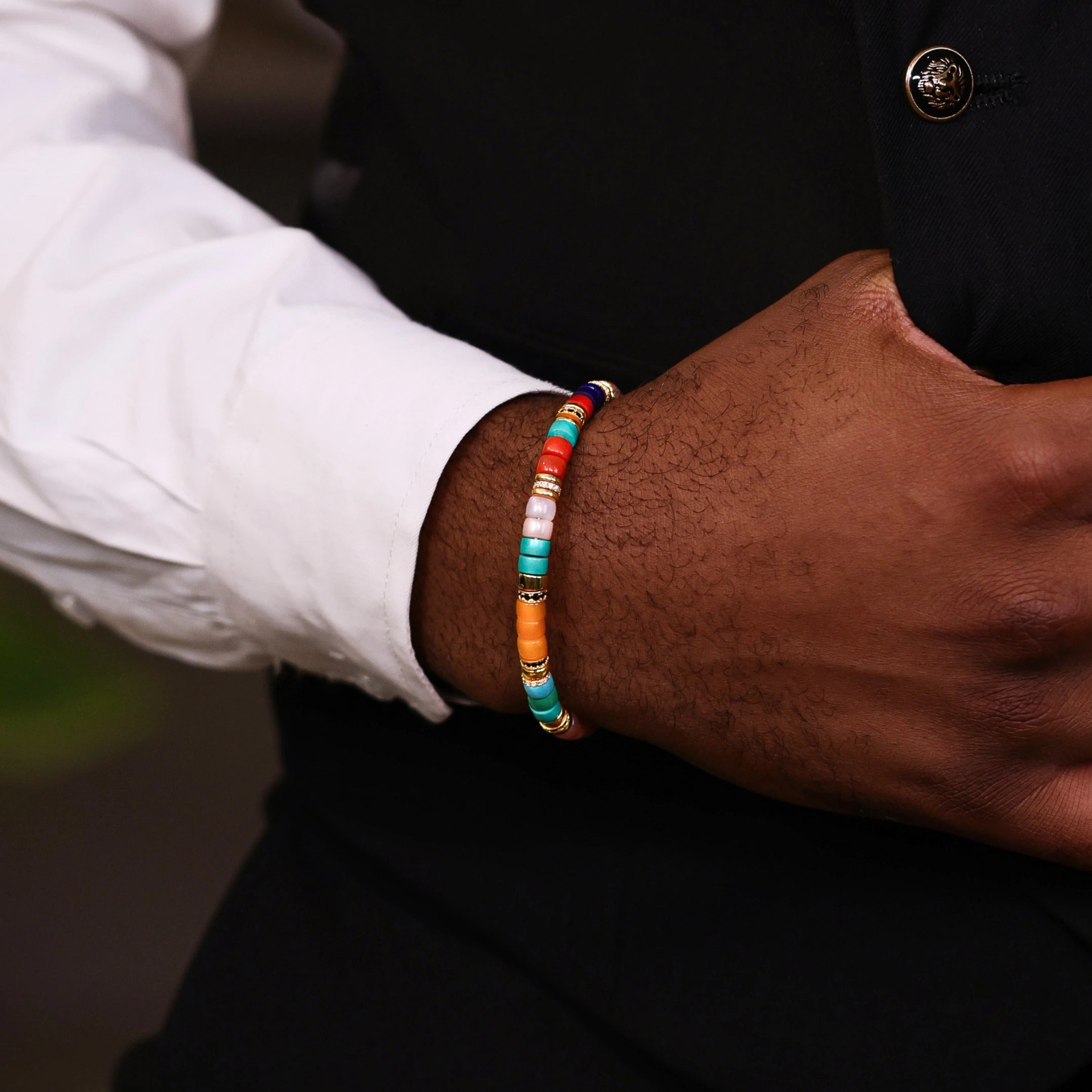Rainbow Gemstone Bracelet - 18k Gold Vermeil Beaded Bracelet