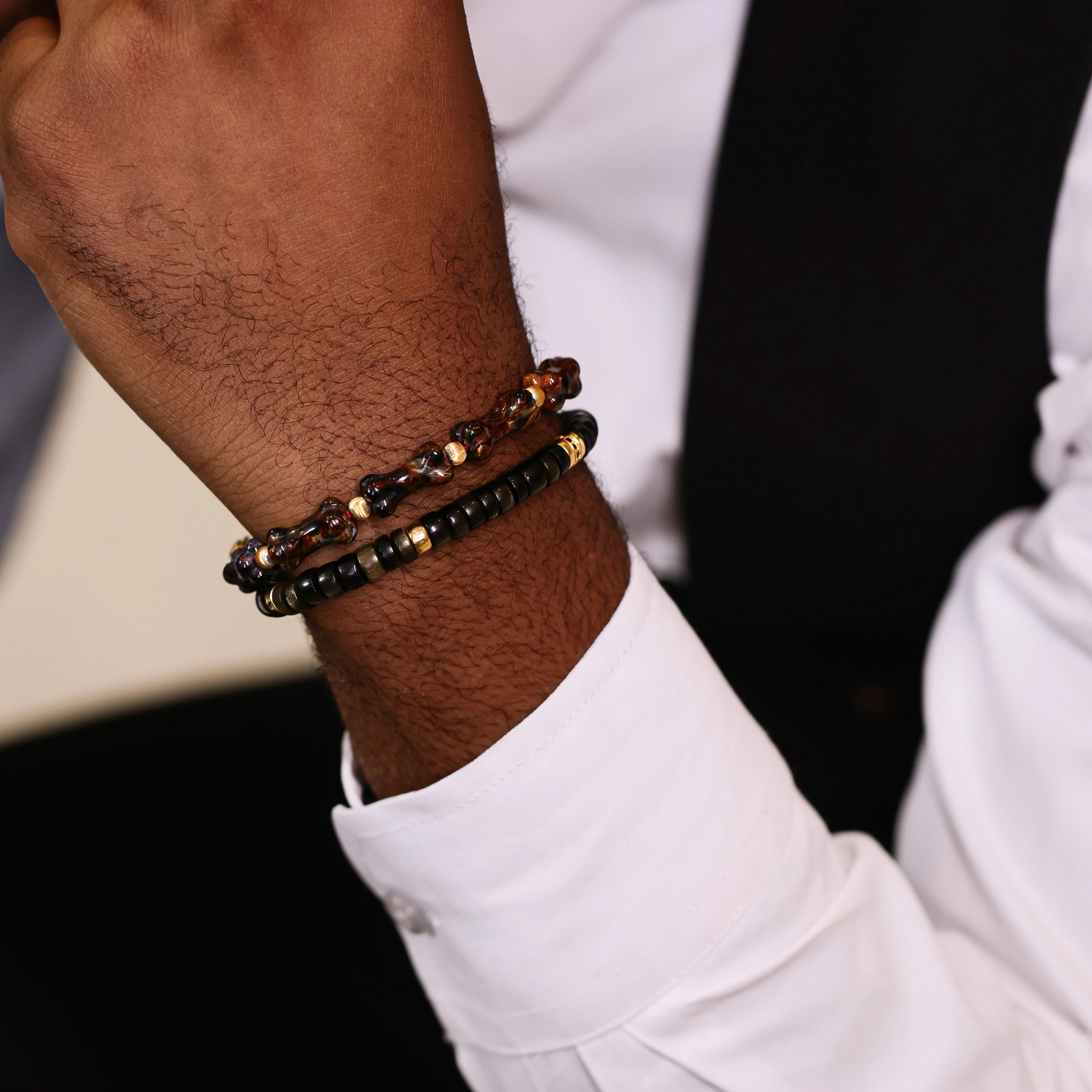 Bracelet en obsidienne dorée