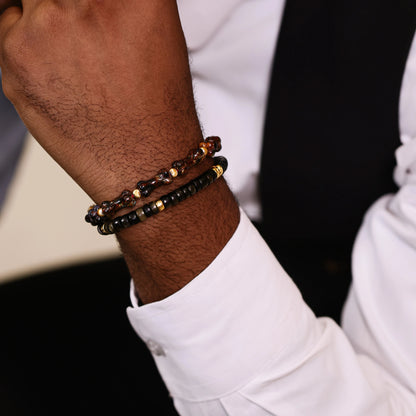 Bracelet en obsidienne dorée