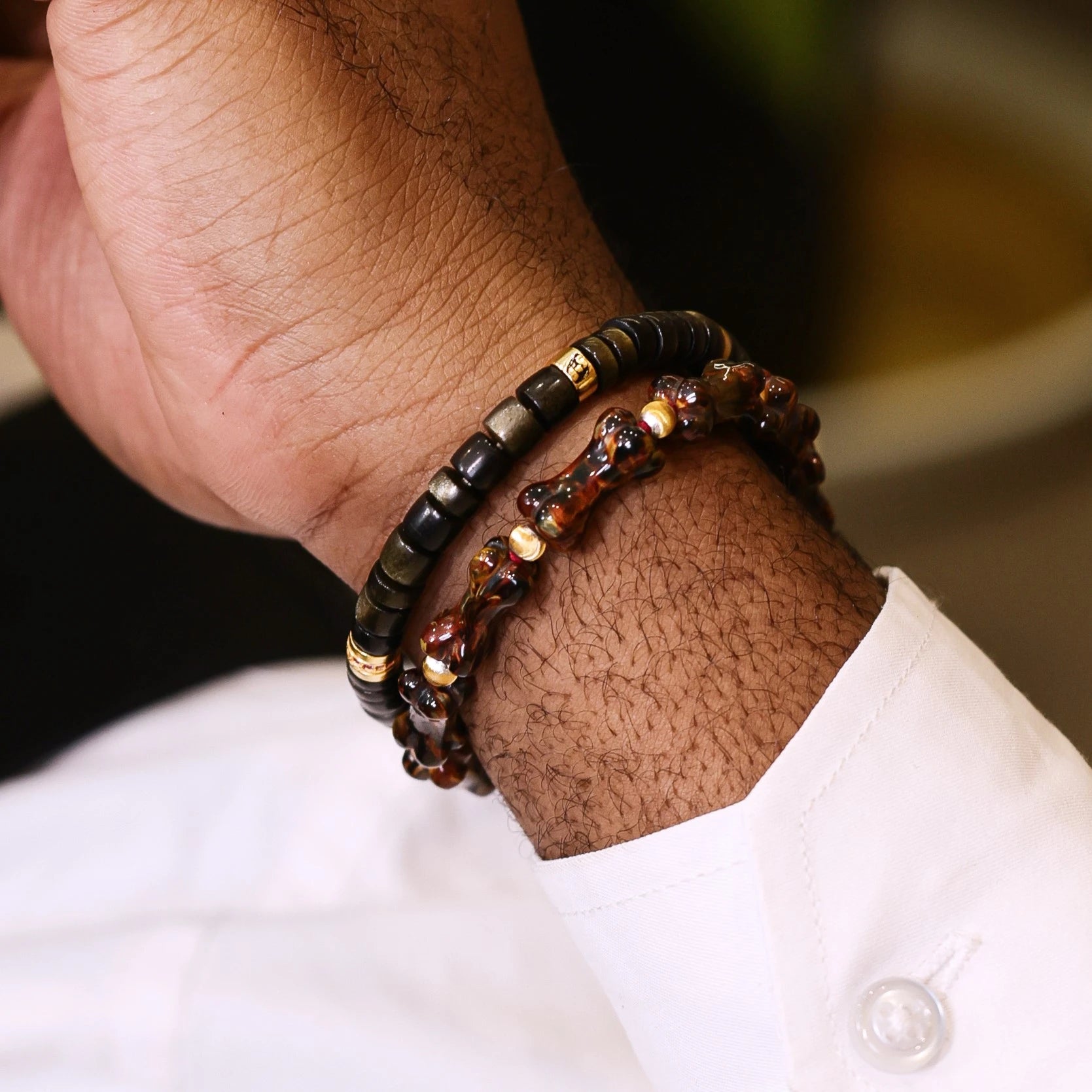 Bracelet en obsidienne dorée