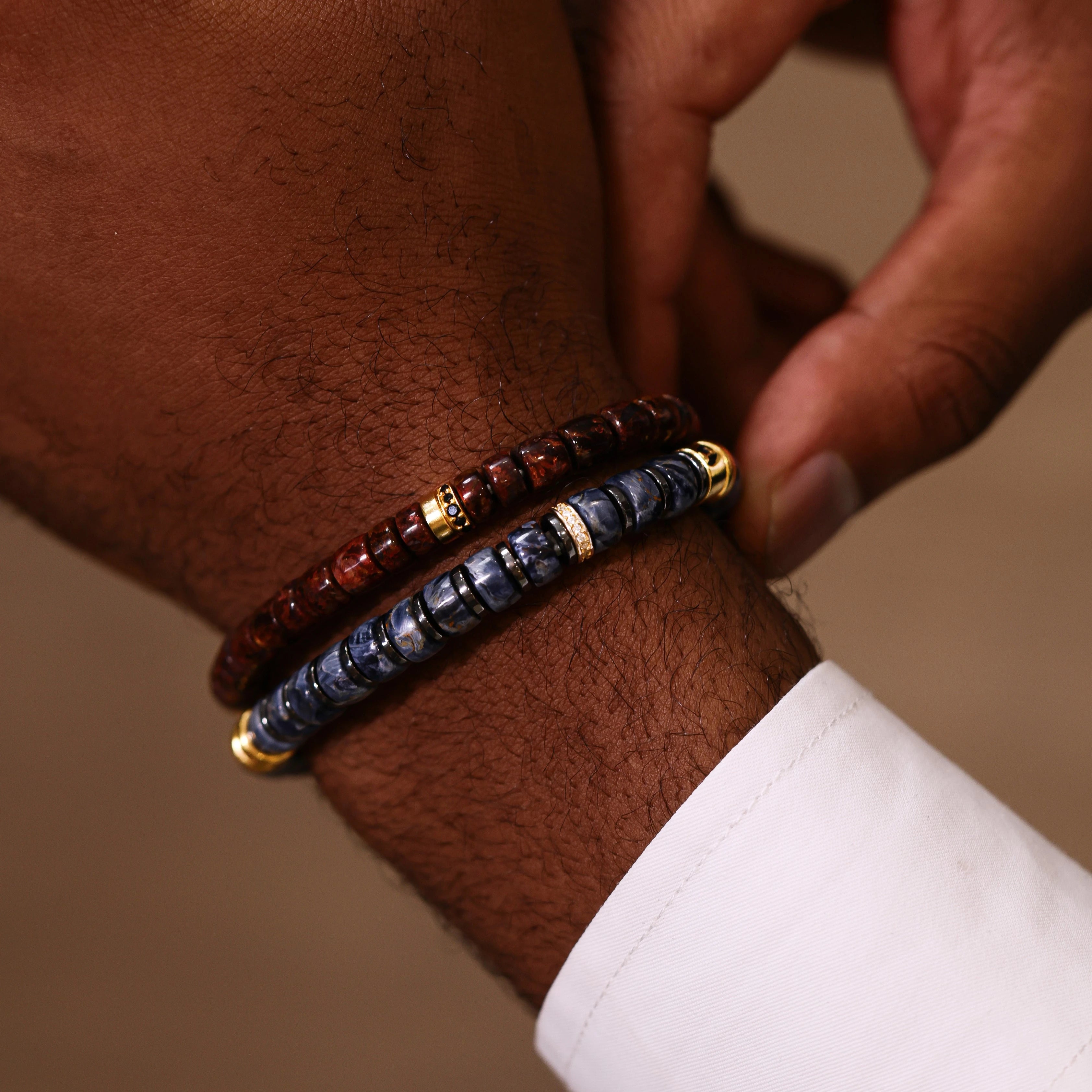 Bracelet en pietersite rouge naturelle 