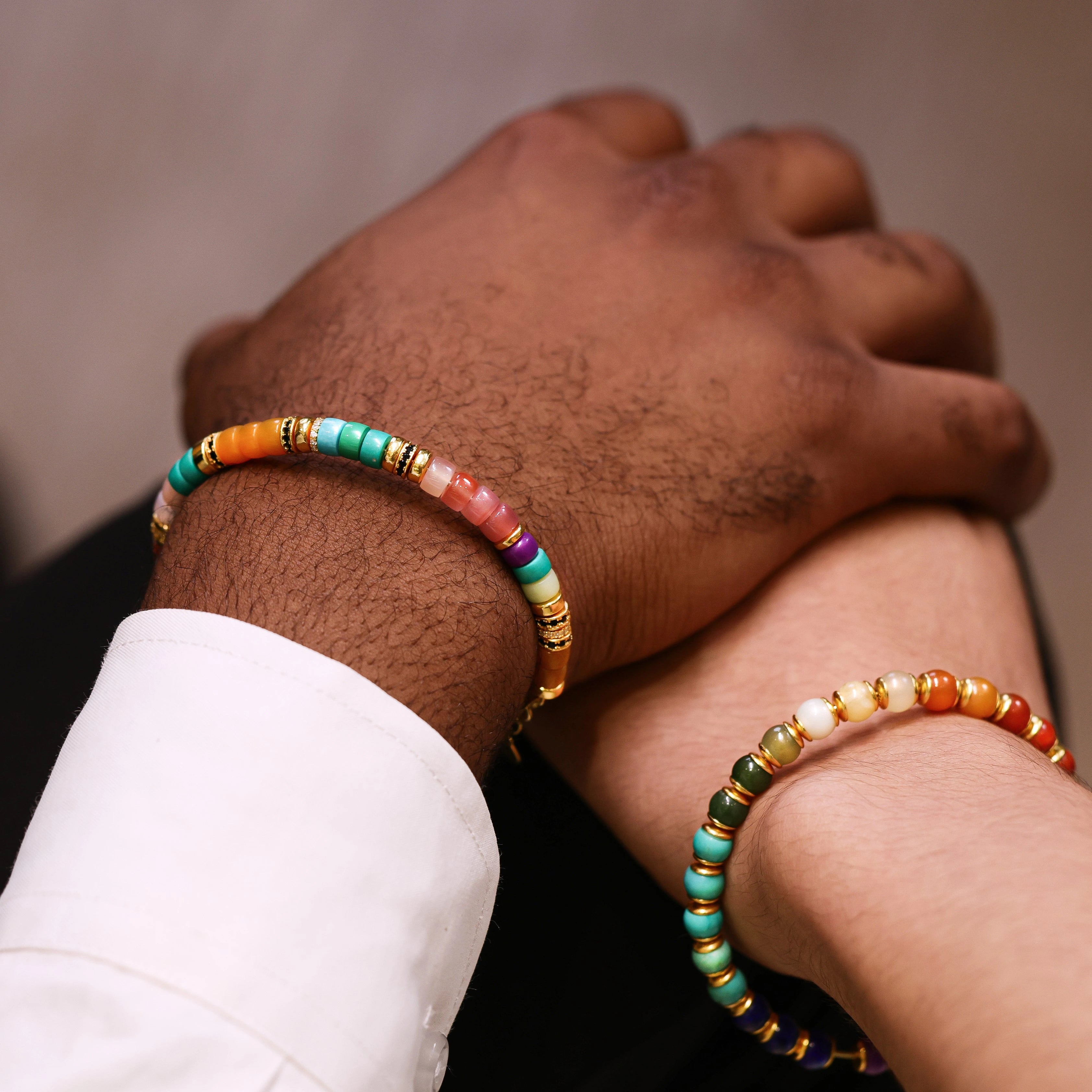 Rainbow Gemstone Bracelet - 18k Gold Vermeil Beaded Bracelet