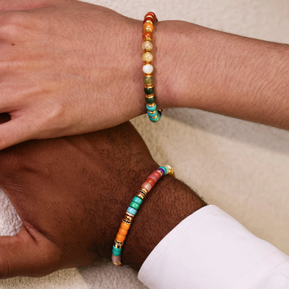 Natural Gemstone Stretch Beaded Bracelet