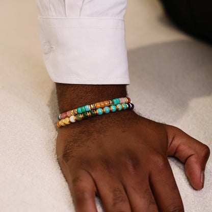 Rainbow Gemstone Bracelet - 18k Gold Vermeil Beaded Bracelet