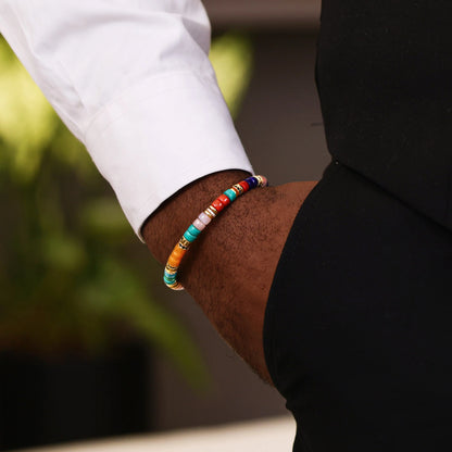Rainbow Gemstone Bracelet - 18k Gold Vermeil Beaded Bracelet