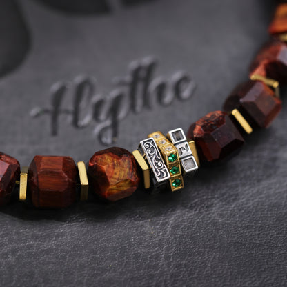 Artisan Engraved Mens Tiger Eye Bracelet