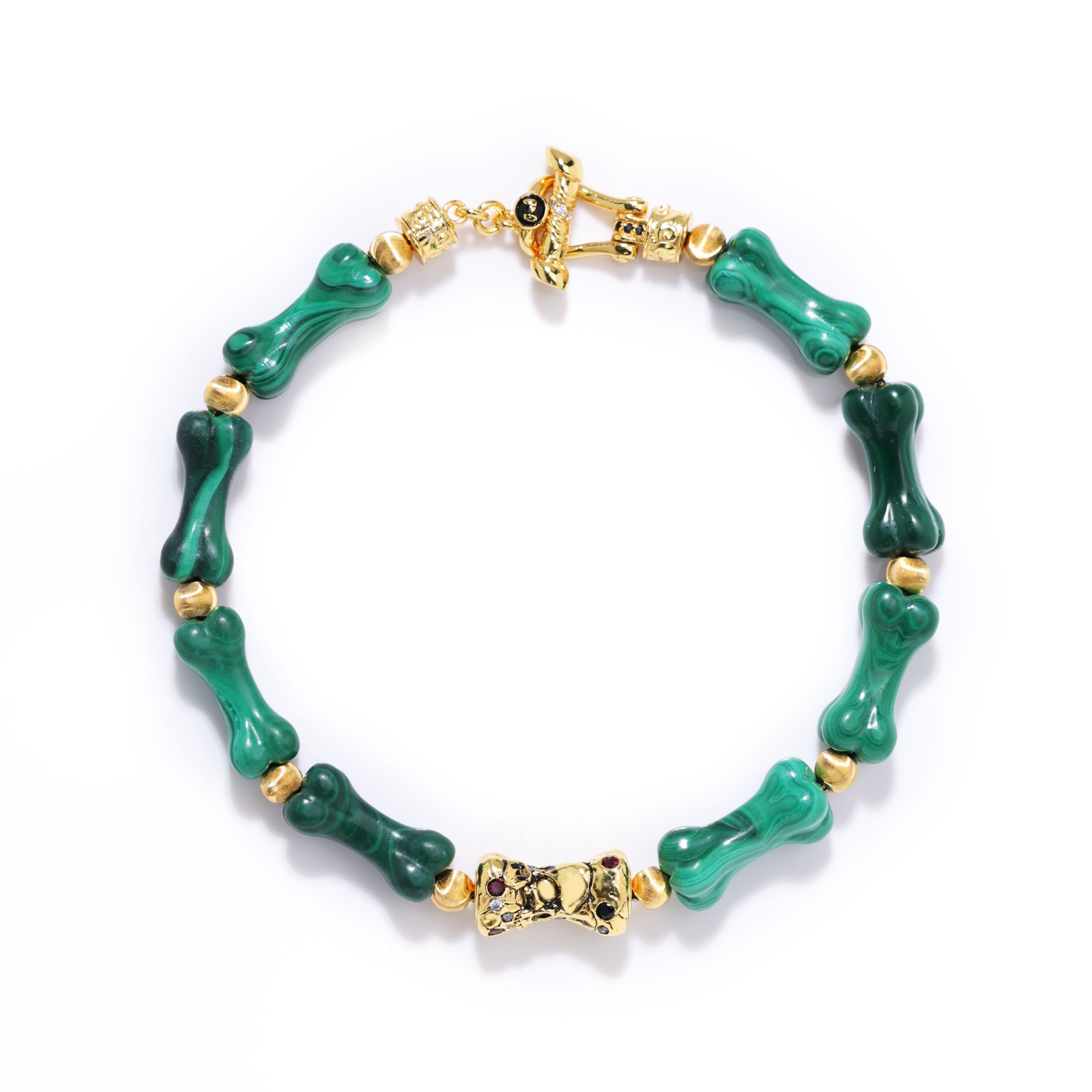 Carved Malachite Bone Bracelet