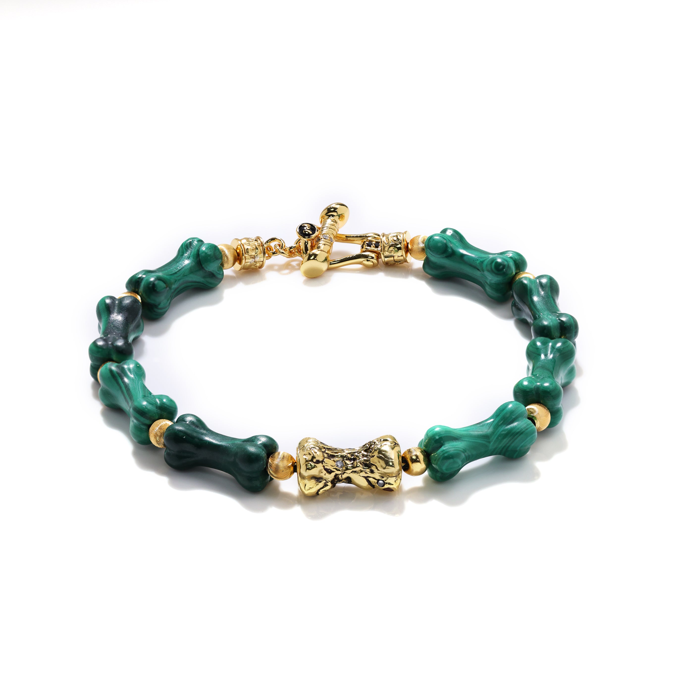 Carved Malachite Bone Bracelet