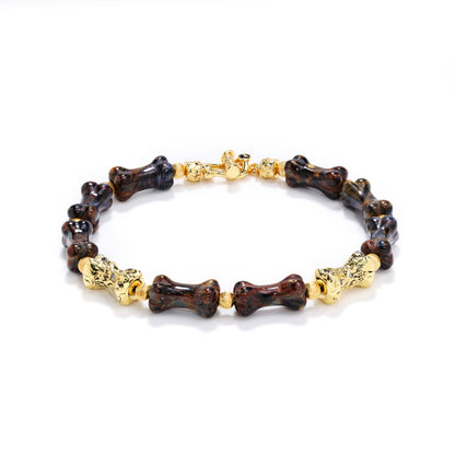 Artisan Hand-Carved Pietersite Bone Bracelet
