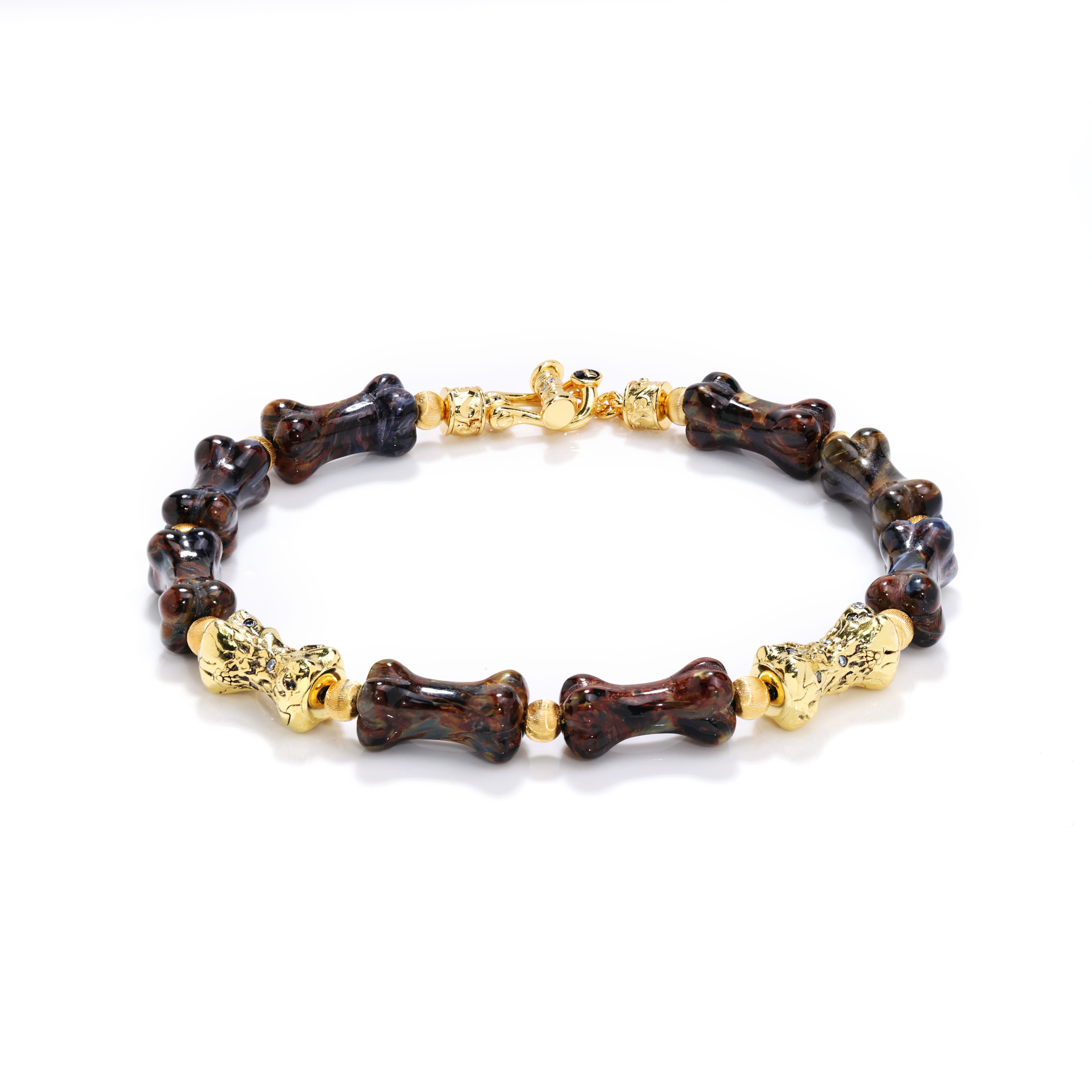 Artisan Hand-Carved Pietersite Bone Bracelet