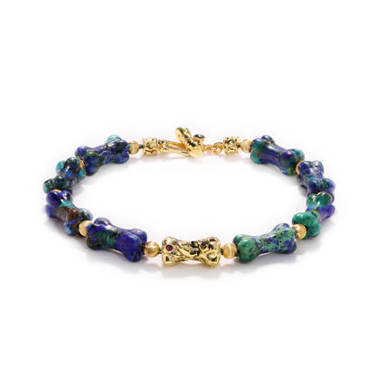 Azurite Bone Bracelet