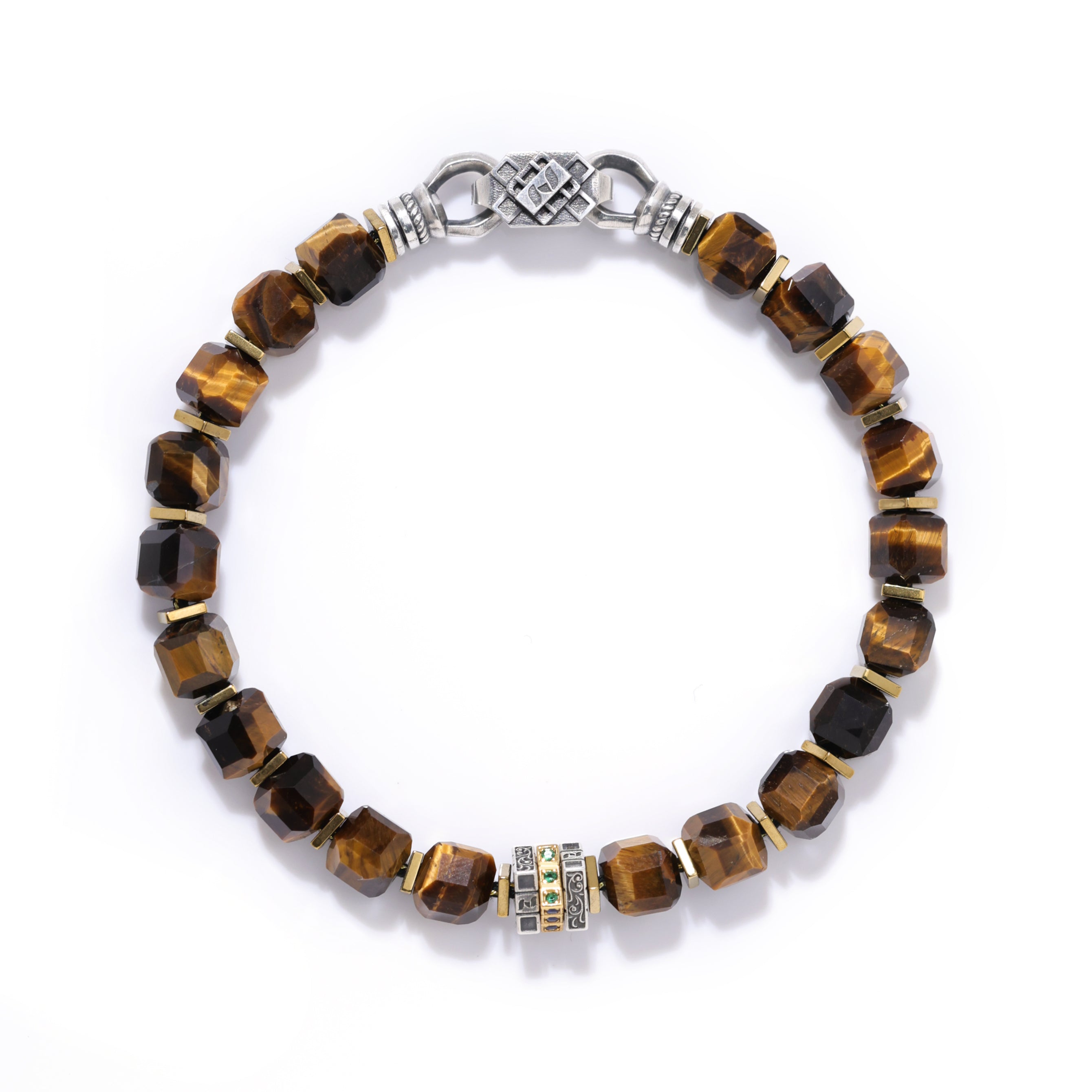Artisan Engraved Men's Designer Tiger Eye Bracelet