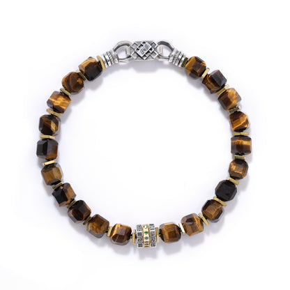 Artisan Engraved Men's Designer Tiger Eye Bracelet