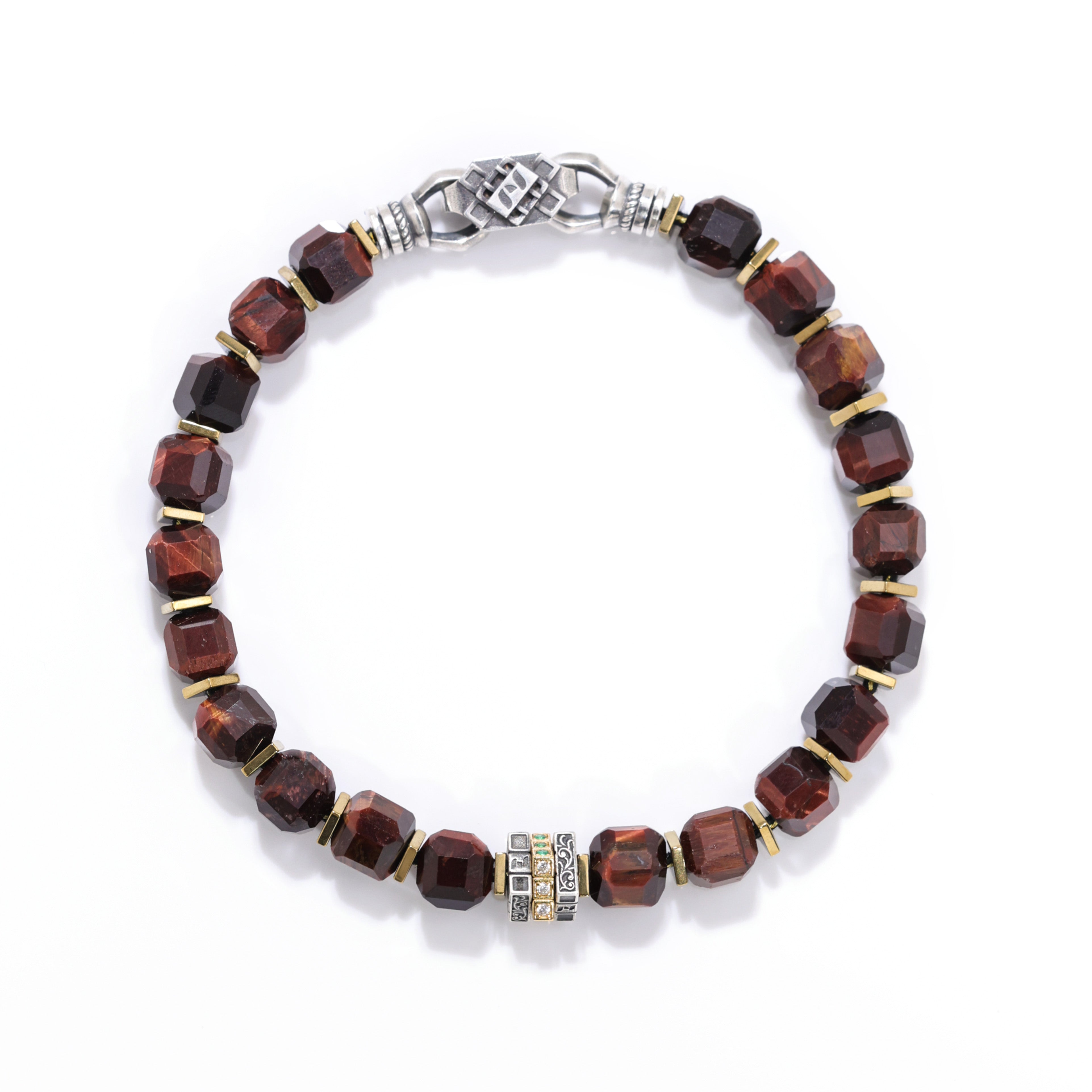 Artisan Engraved Mens Tiger Eye Bracelet