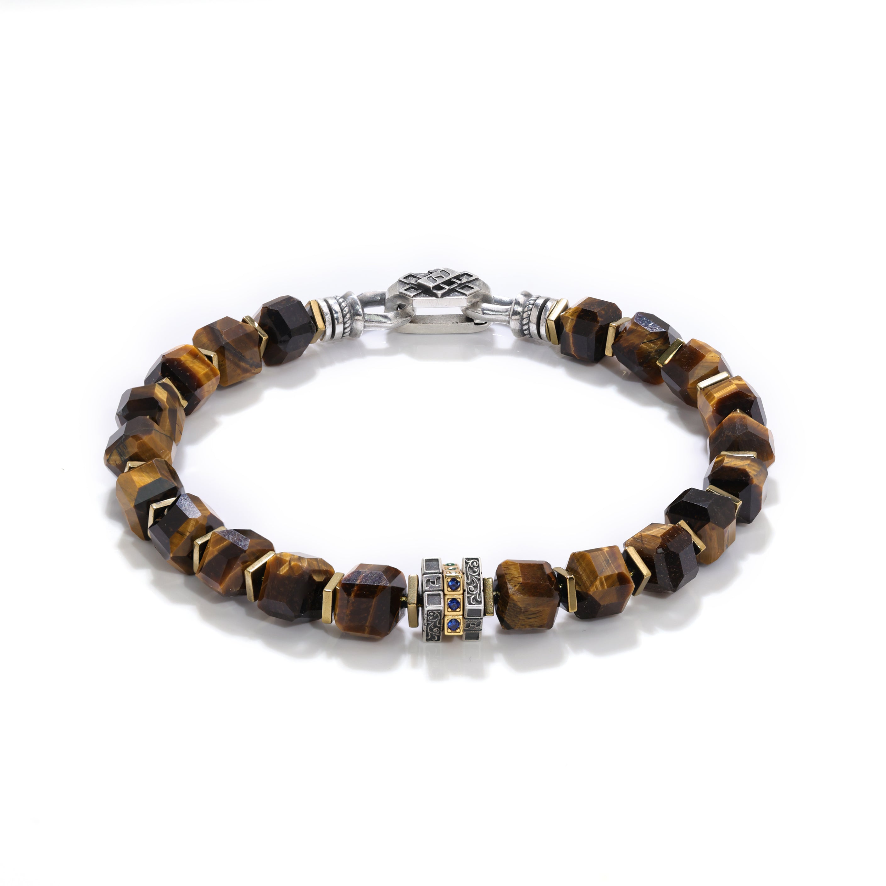 Artisan Engraved Men's Designer Tiger Eye Bracelet