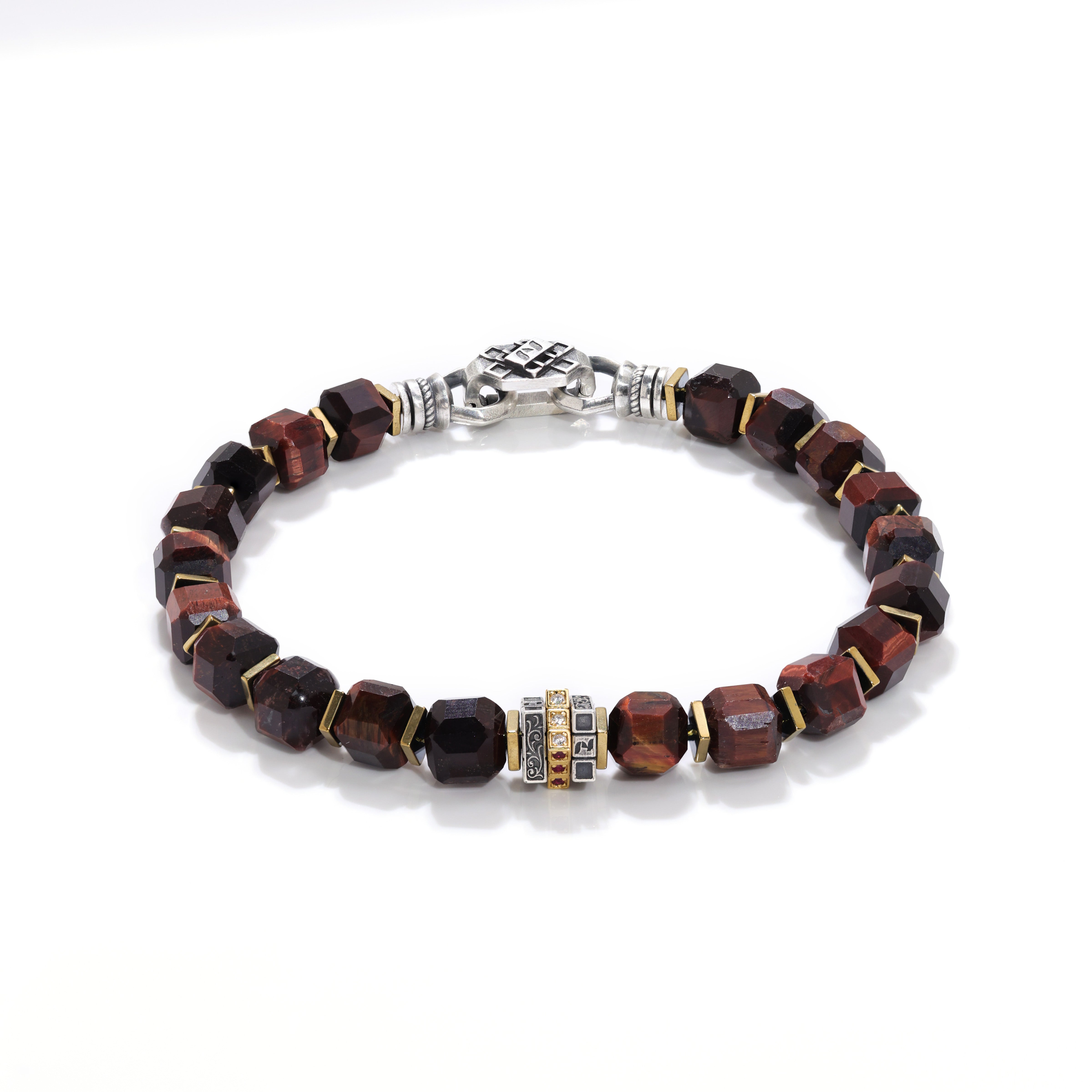 Artisan Engraved Mens Tiger Eye Bracelet