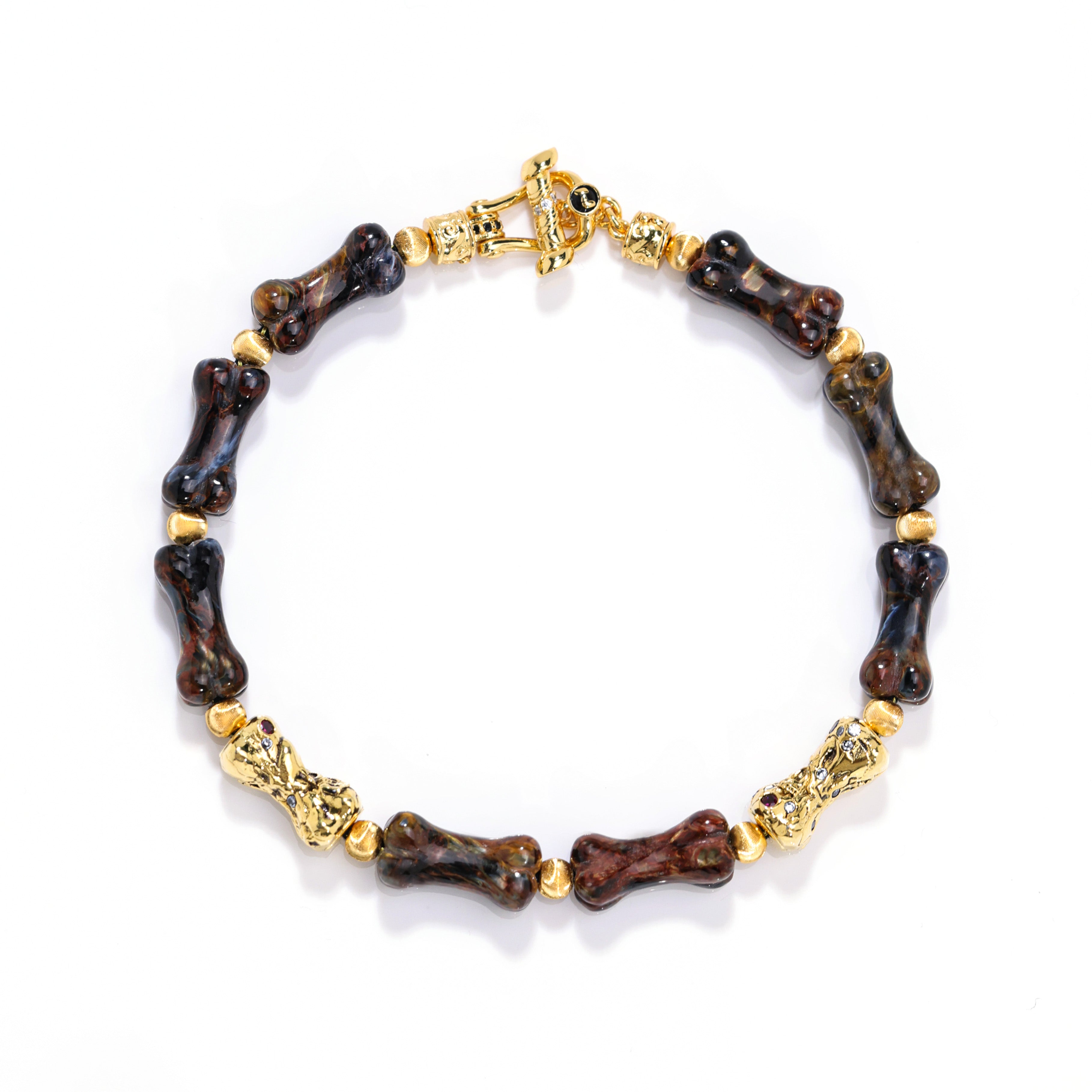 Artisan Hand-Carved Pietersite Bone Bracelet
