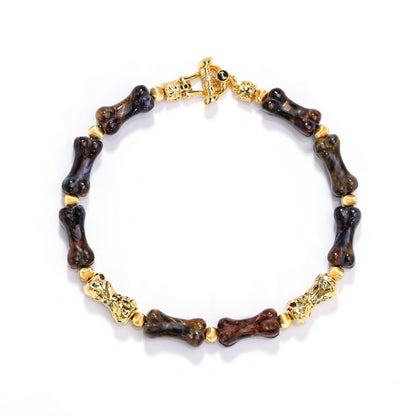Artisan Hand-Carved Pietersite Bone Bracelet
