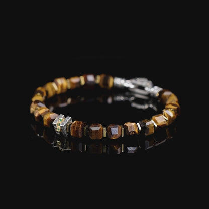 Artisan Engraved Men's Designer Tiger Eye Bracelet