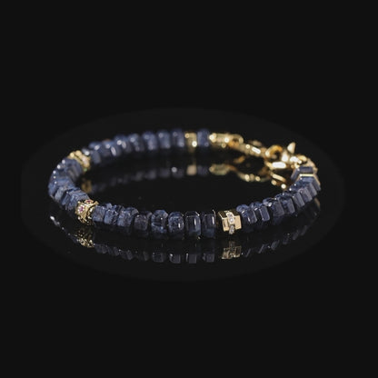 Natural Blue Pietersite 18K Gold Vermeil Statement Bracelet