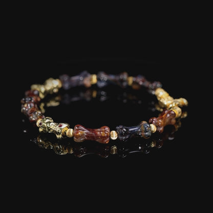 Artisan Hand-Carved Pietersite Bone Bracelet