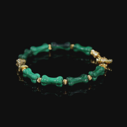 Carved Malachite Bone Bracelet