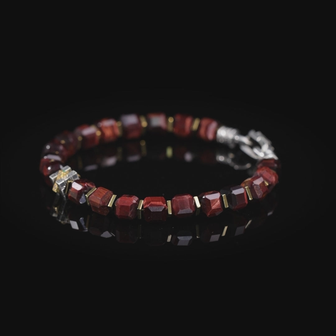 Artisan Engraved Mens Tiger Eye Bracelet