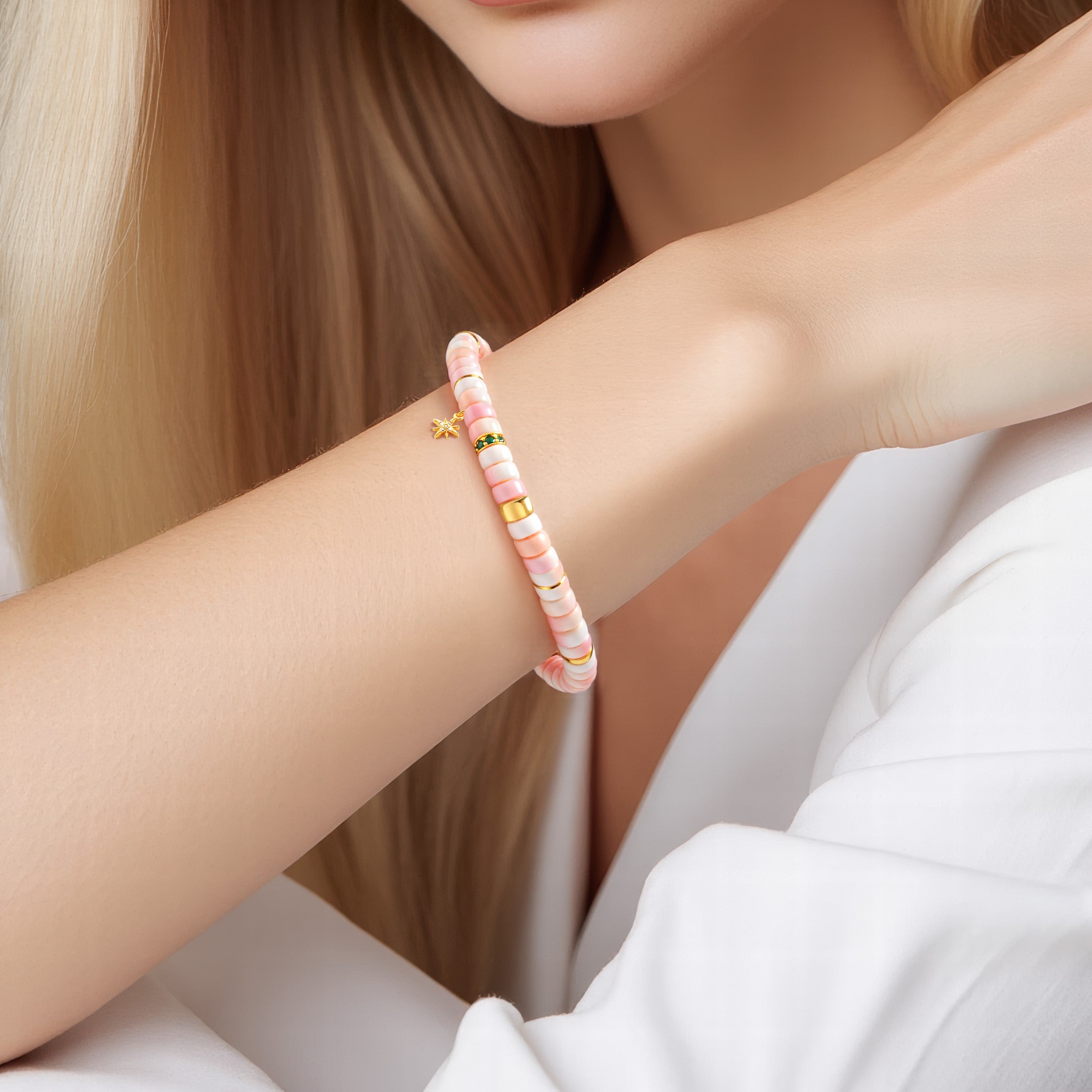 Natural Pink Mother of Pearl Bracelet(6MM)